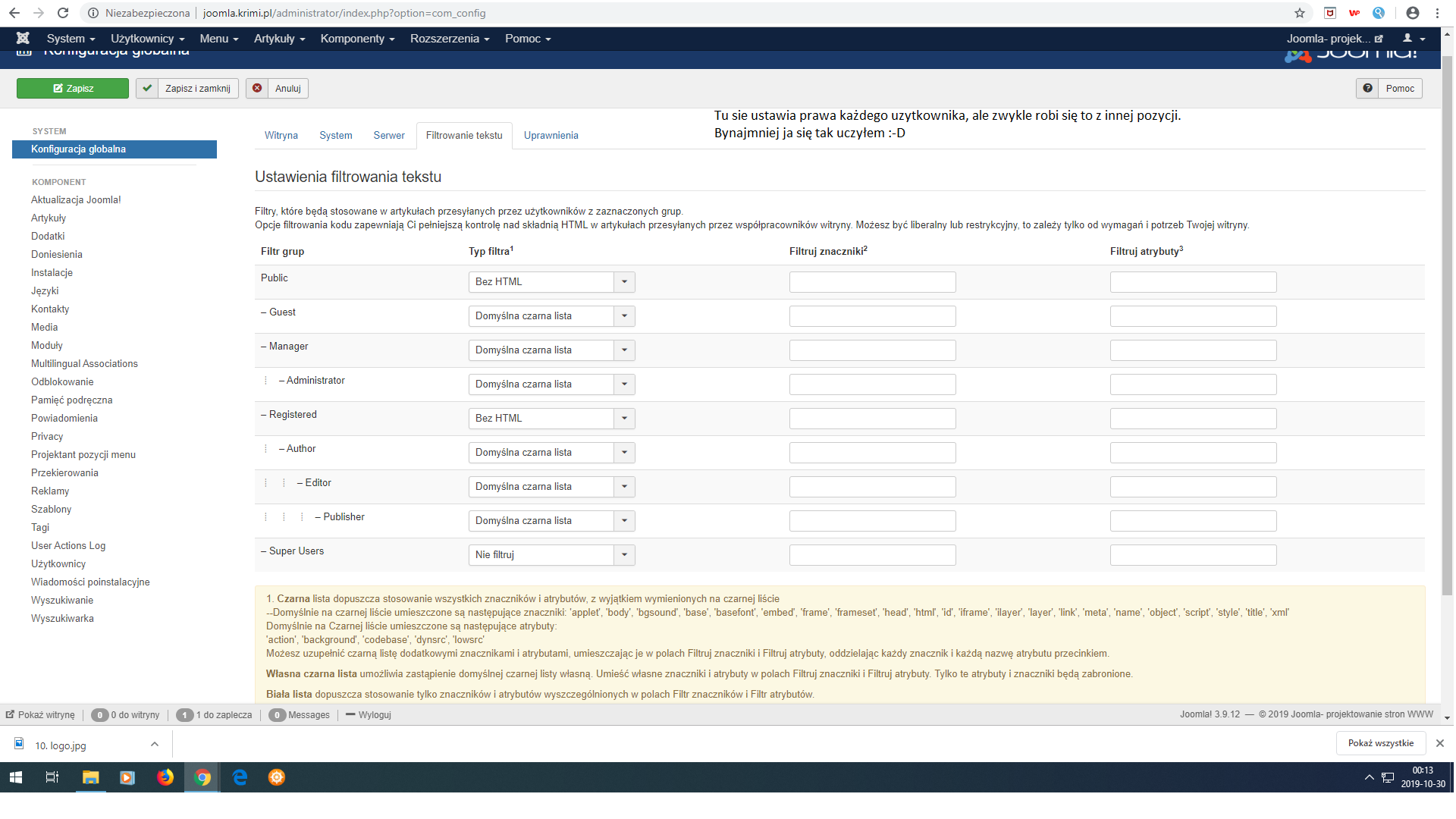 Konfiguracja globalna 12d